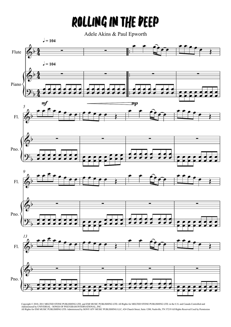 Rolling In The Deep Rolling In The Deep Flute Solo scores gallery preview page 1