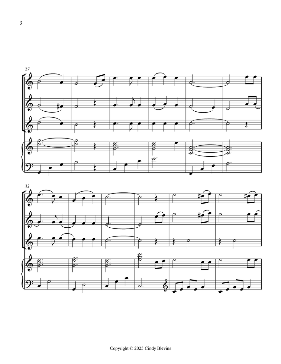 The Old Rugged Cross, for Three Violins and Piano Small Ensemble scores gallery preview page 4