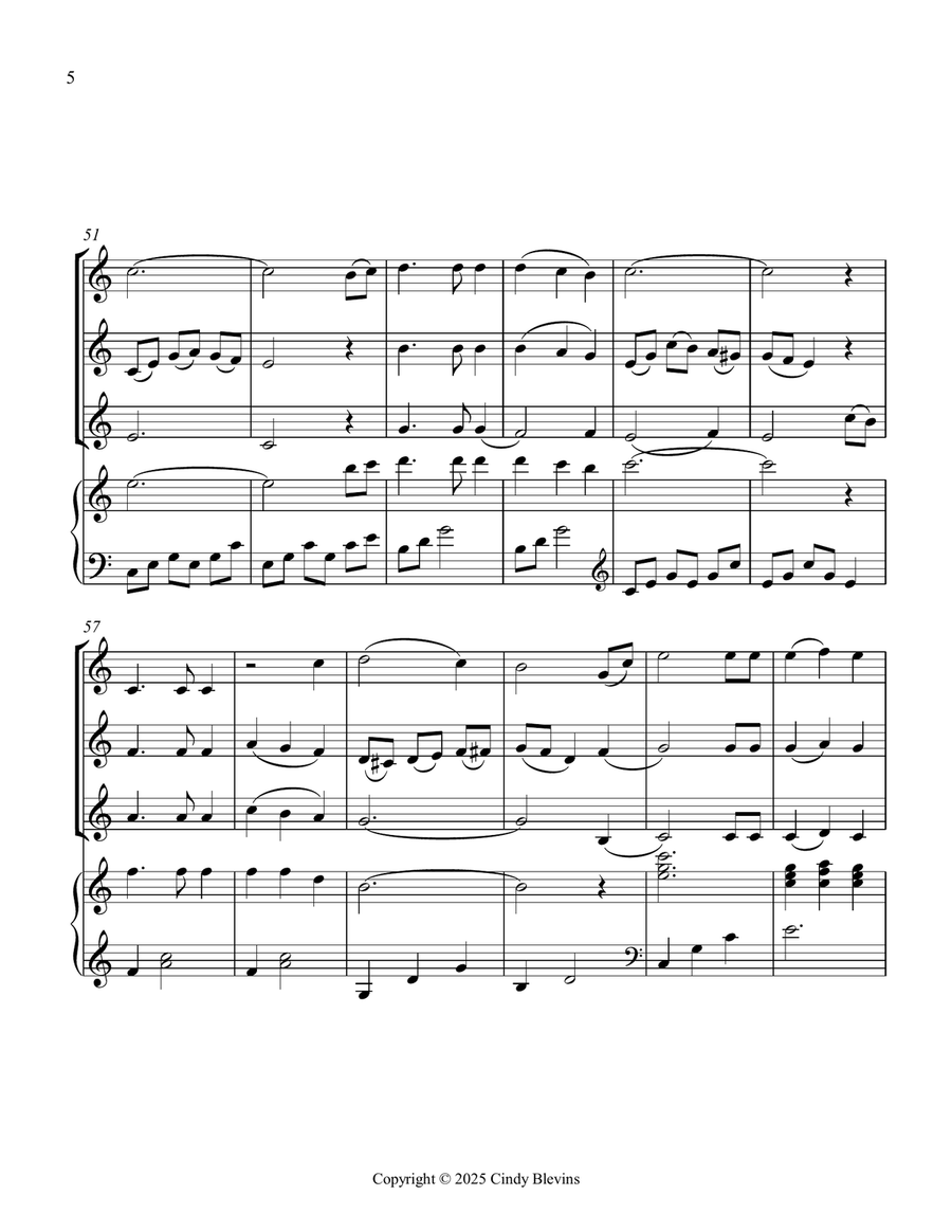 The Old Rugged Cross, for Three Violins and Piano Small Ensemble scores gallery preview page 6