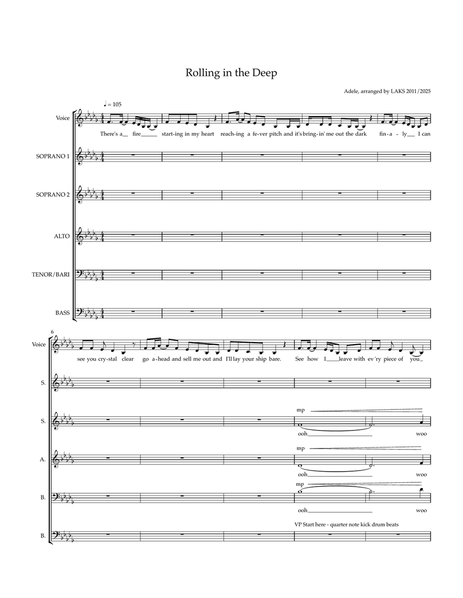 Rolling In The Deep Rolling In The Deep Choir scores gallery preview page 1