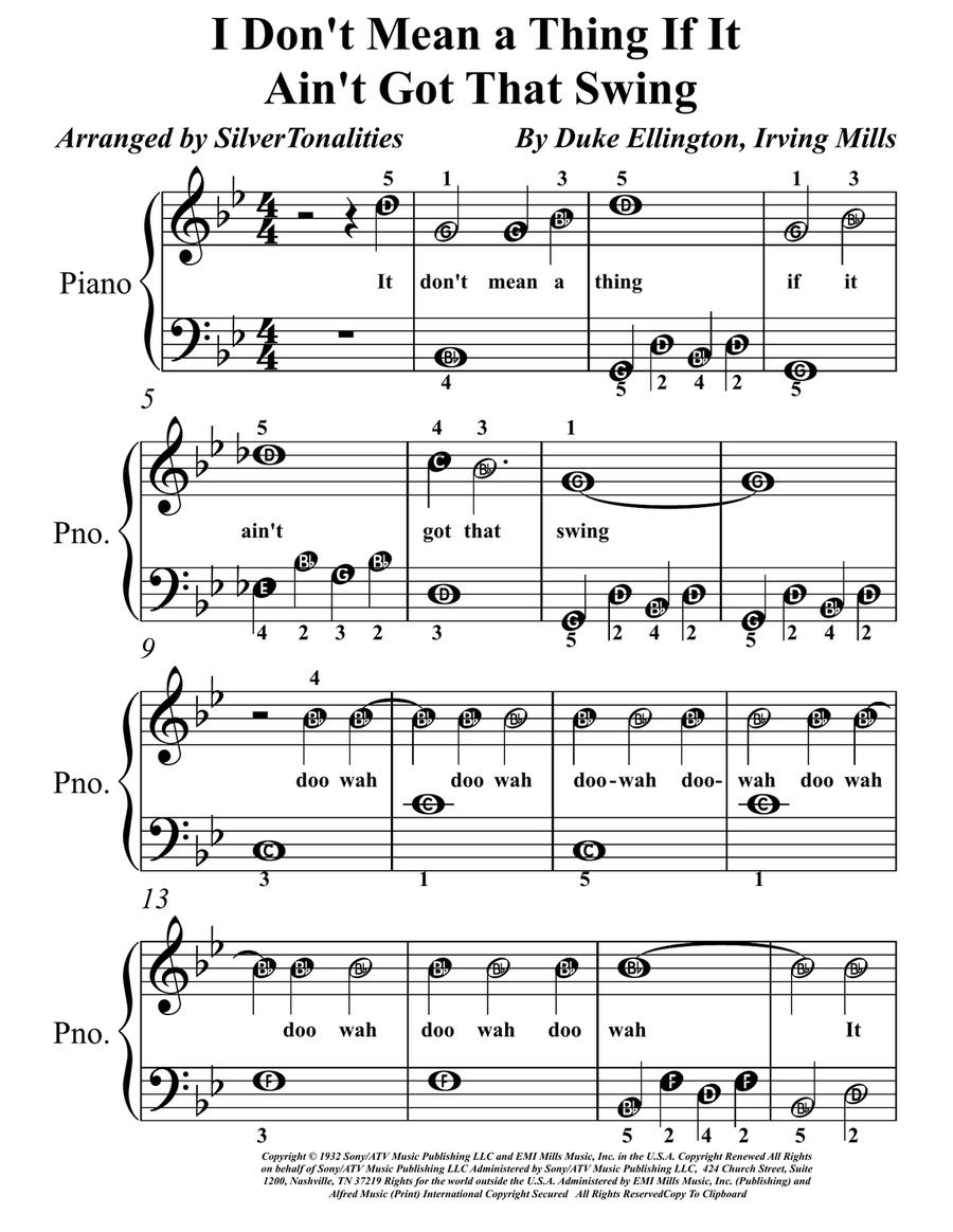It Don't Mean A Thing (If It Ain't Got That Swing) Piano Method scores gallery preview page 1