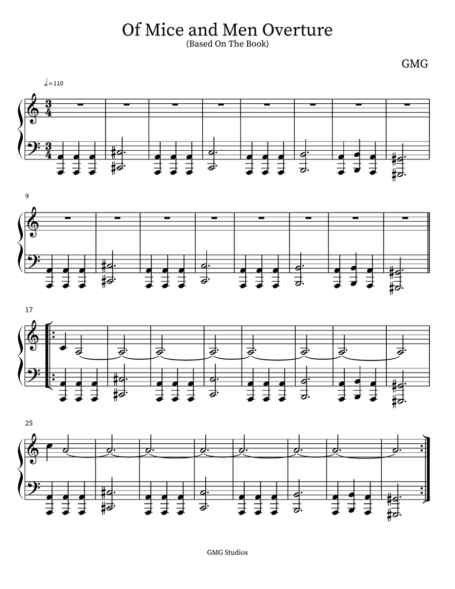 Of Mice and Men Overture Of Mice and Men Overture Piano scores gallery preview page 1