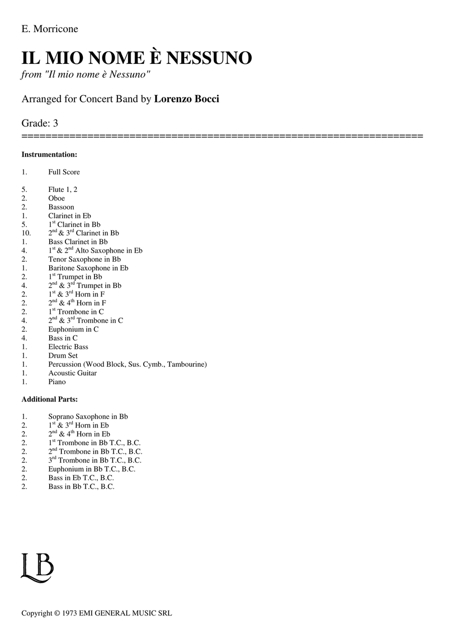 Il Mio Nome E' Nessuno (Cues) Concert Band scores gallery preview page 2