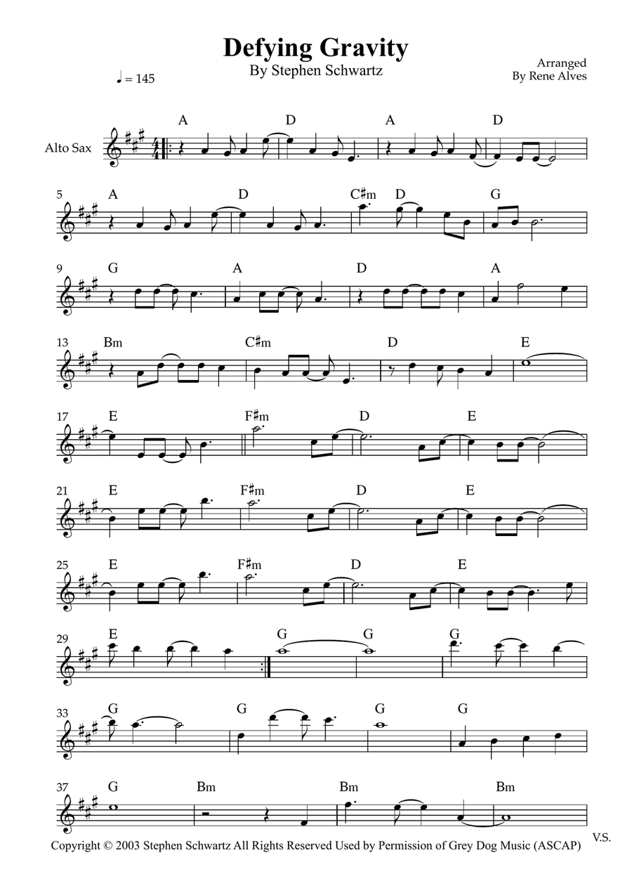 Defying Gravity Defying Gravity Alto Saxophone scores gallery preview page 1