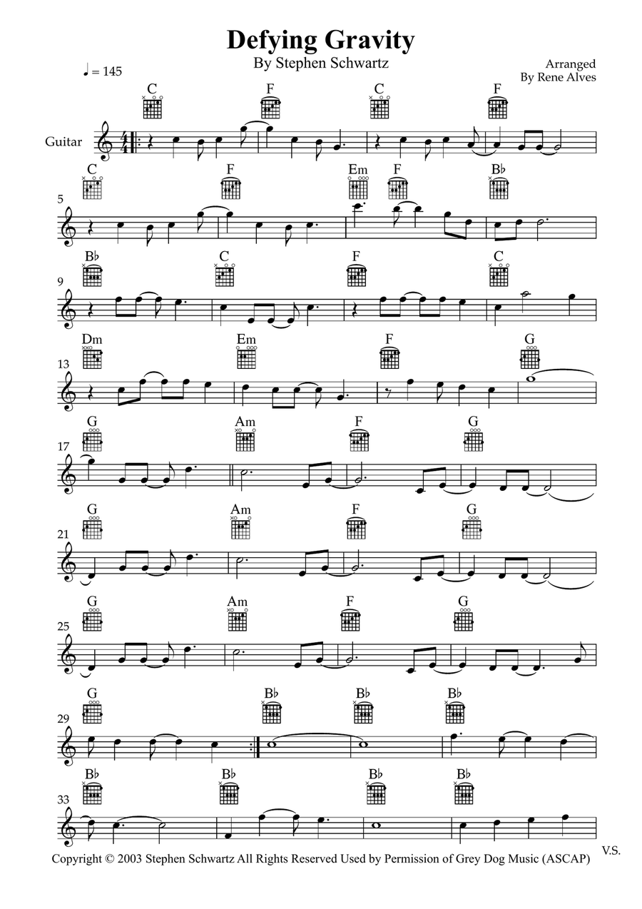 Defying Gravity Defying Gravity Acoustic Guitar scores gallery preview page 1