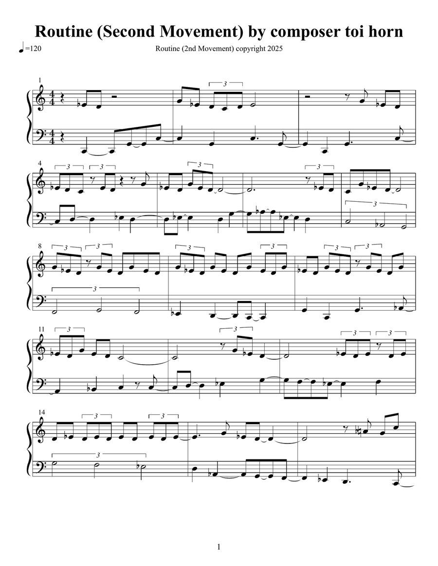 Routine (Second Movement) Piano Solo scores gallery preview page 1