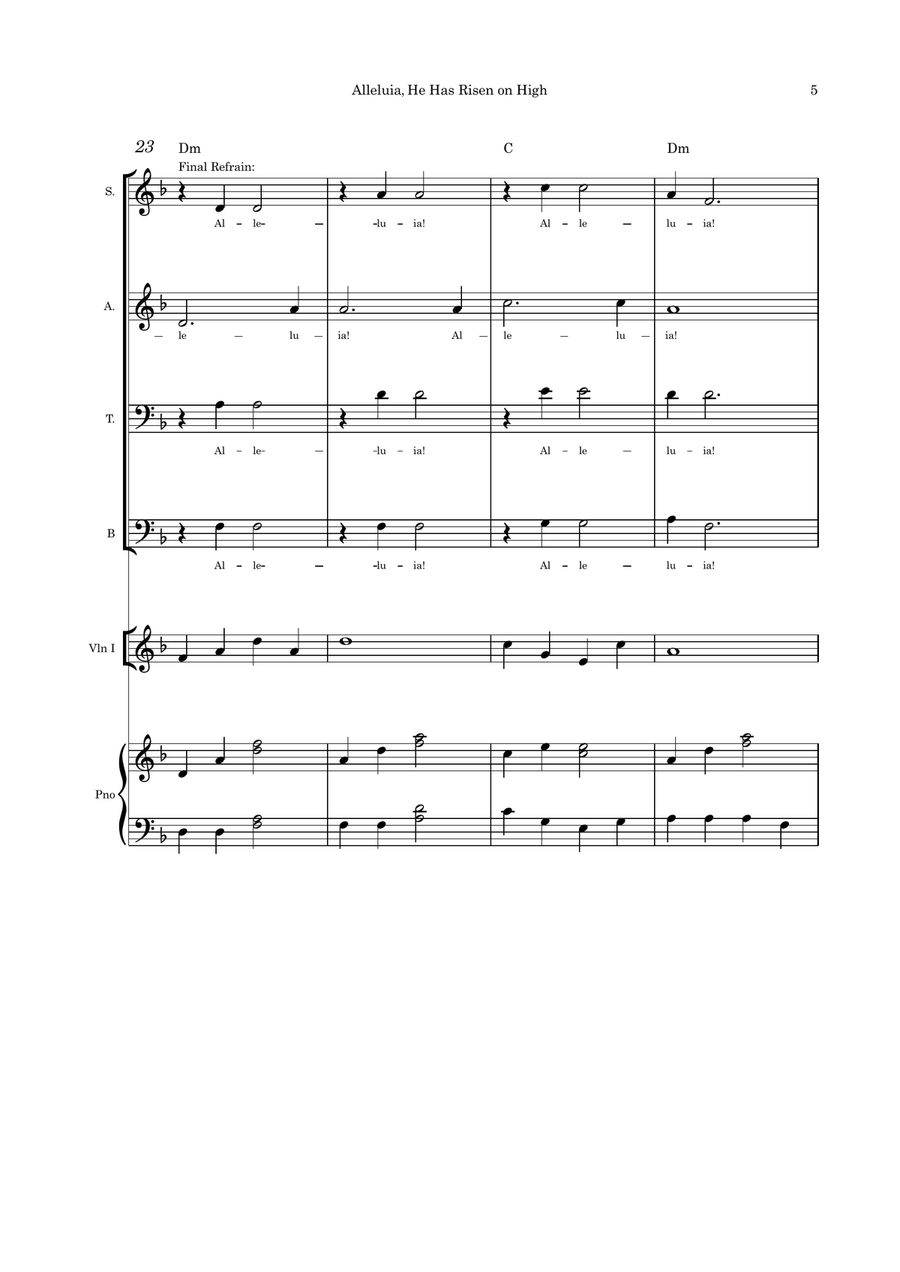 Alleluia, He Has Risen on High SATB optional instruments and piano with parts 4-Part scores gallery preview page 5