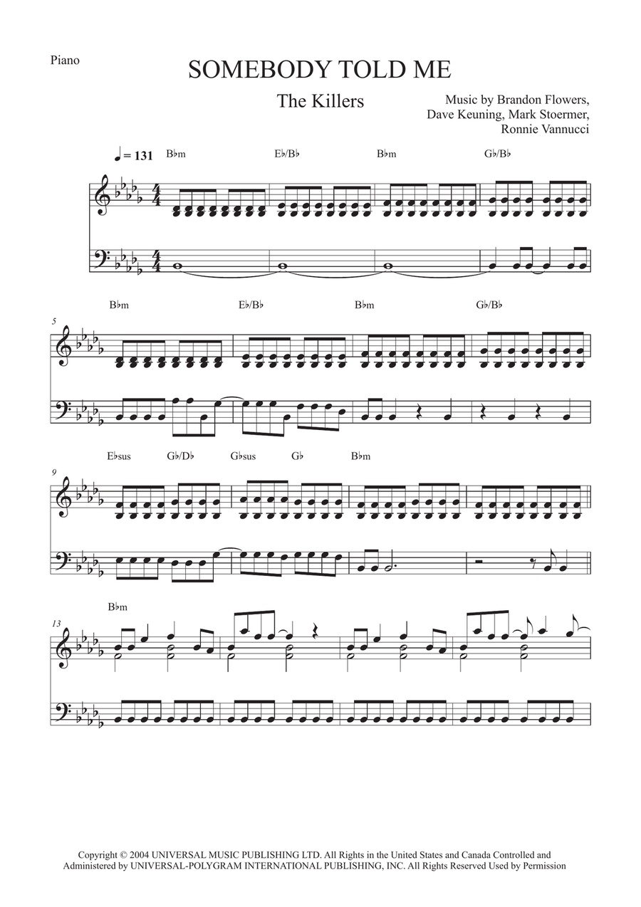 Somebody Told Me Somebody Told Me Alto Saxophone scores gallery preview page 3