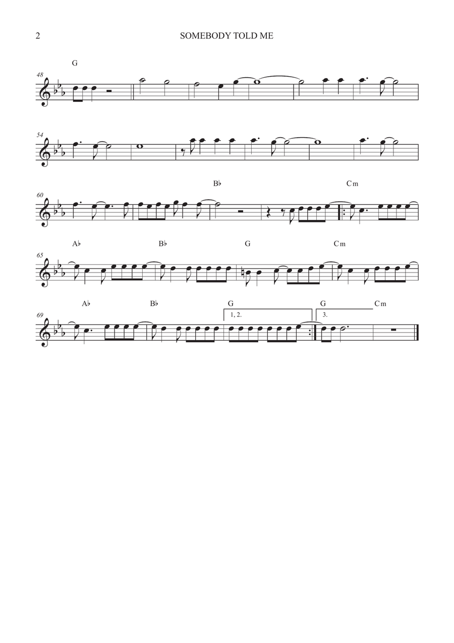 Somebody Told Me Somebody Told Me Tenor Saxophone scores gallery preview page 2