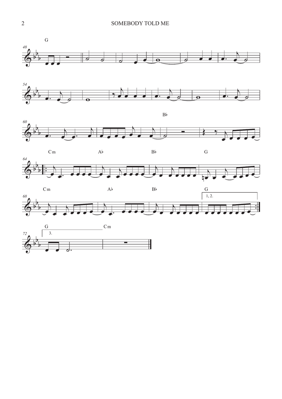 Somebody Told Me Somebody Told Me B-Flat Trumpet scores gallery preview page 2