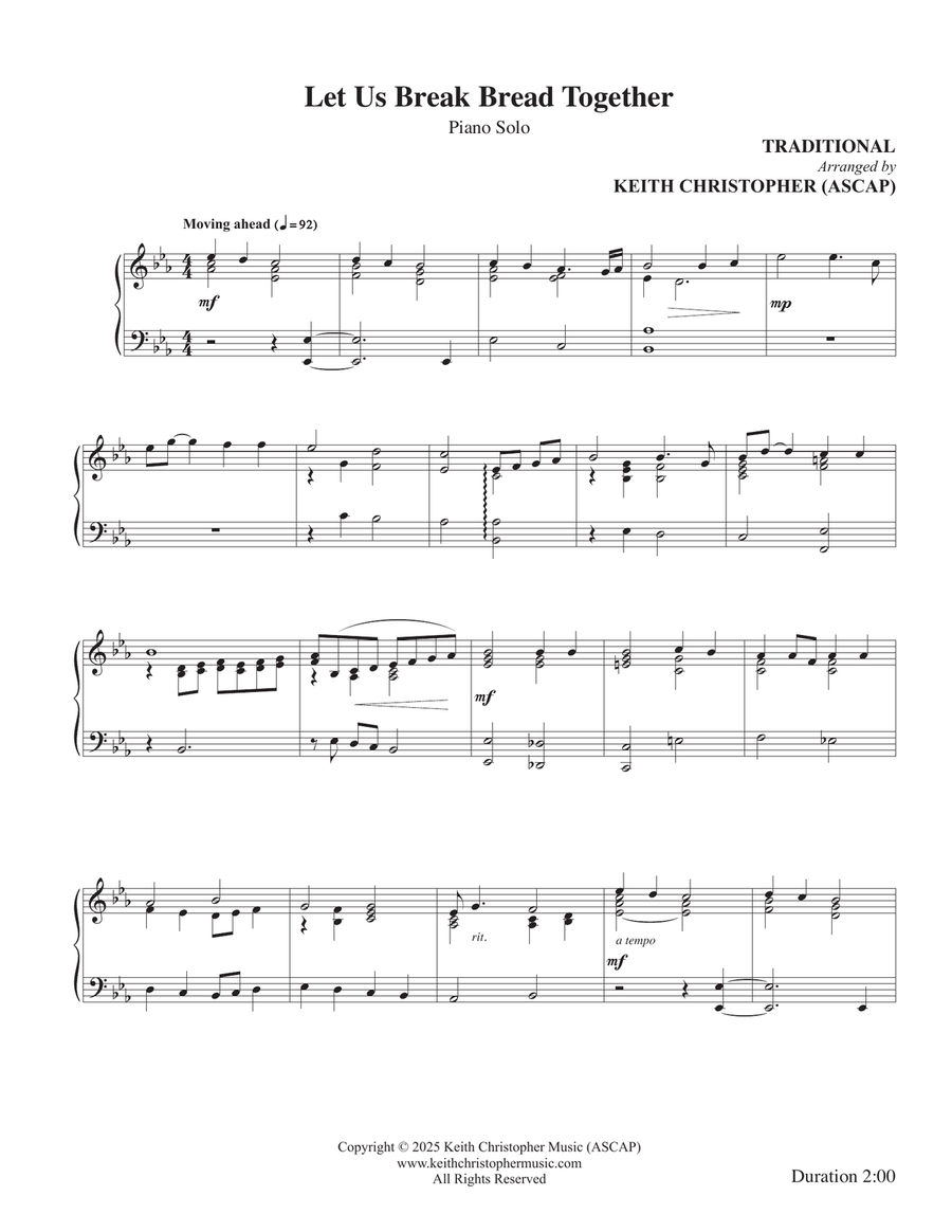 Let Us Break Bread Together on Our Knees Piano Method scores gallery preview page 1