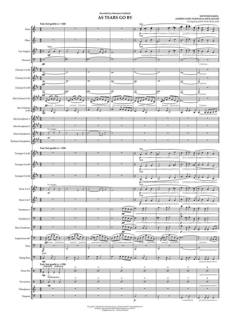 As Tears Go By Concert Band scores gallery preview page 1