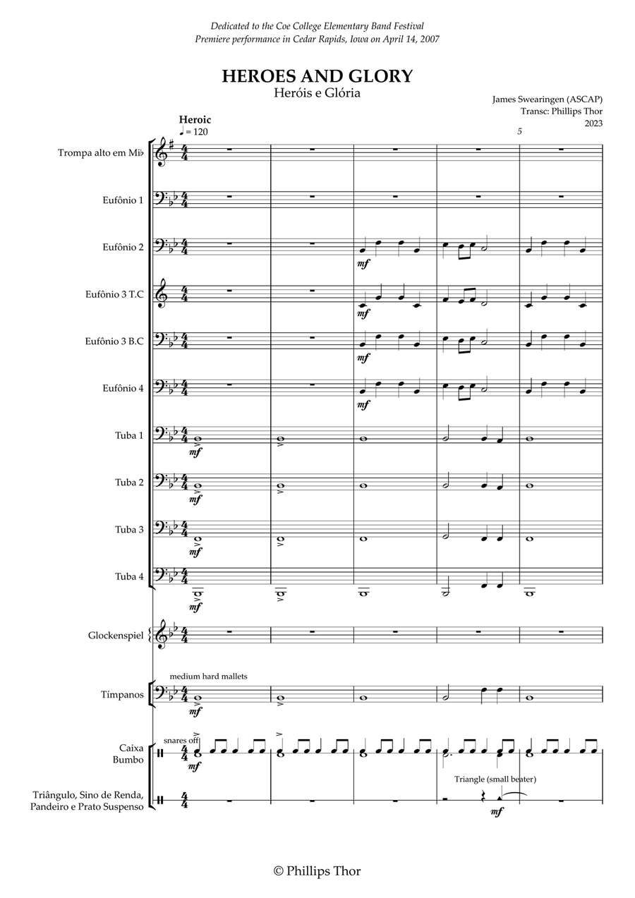 Heroes and Glory - Euphonium and Tubas Ensemble Small Ensemble scores gallery preview page 1