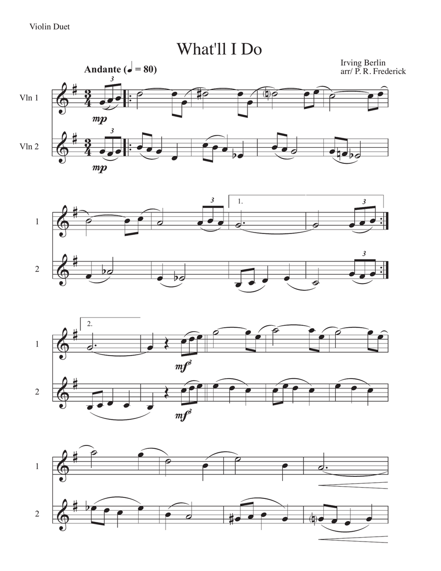 What'll I Do String Duet scores gallery preview page 1