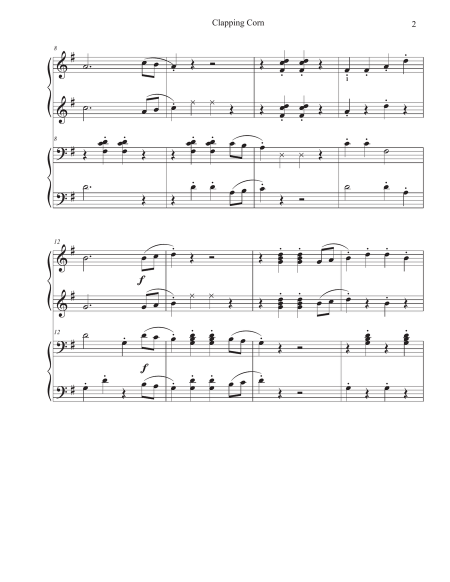 Clapping Corn Clapping Corn Easy Piano scores gallery preview page 2