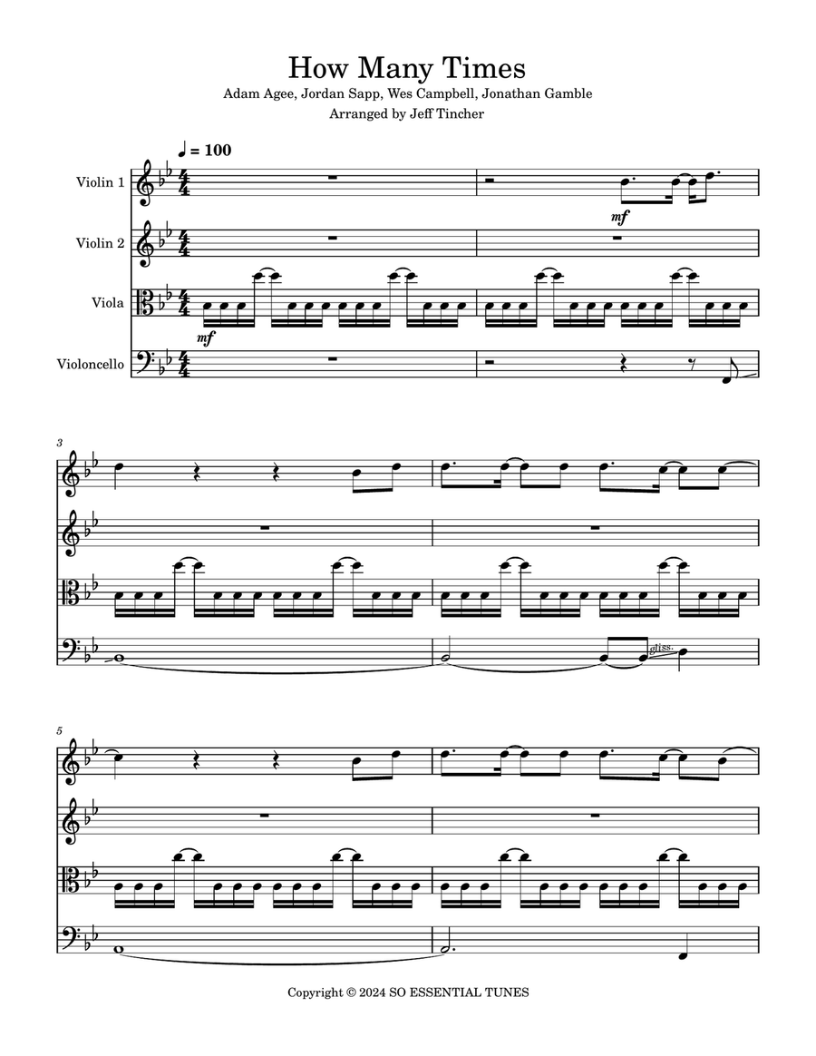 How Many Times String Quartet scores gallery preview page 2