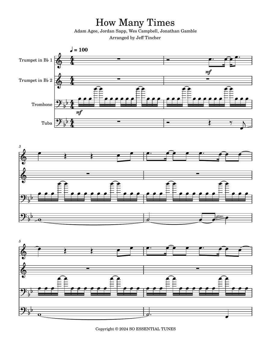 How Many Times Brass Quartet scores gallery preview page 2