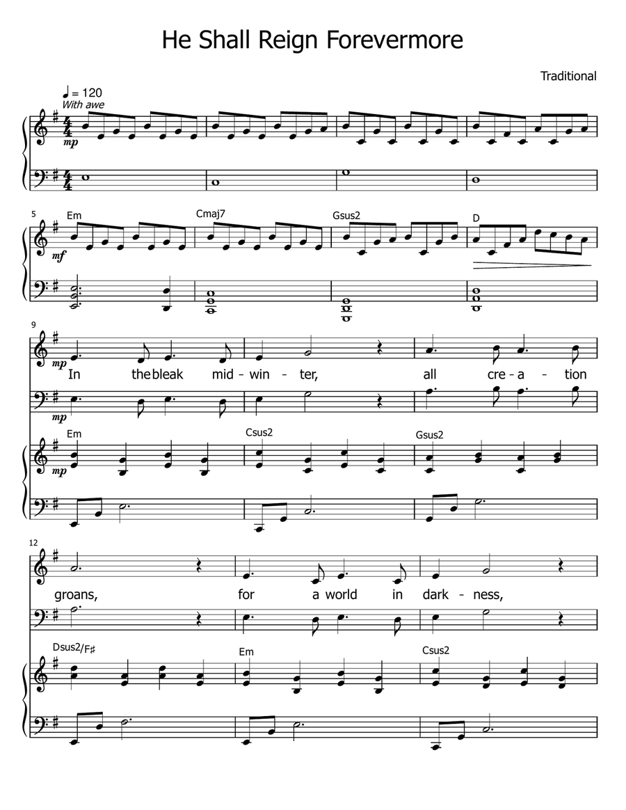 He Shall Reign Forevermore 4-Part scores gallery preview page 1