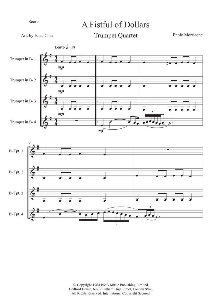 A Fistful Of Dollars A Fistful Of Dollars Brass Quartet scores gallery preview page 1