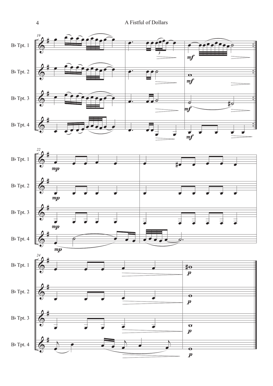 A Fistful Of Dollars A Fistful Of Dollars Brass Quartet scores gallery preview page 4