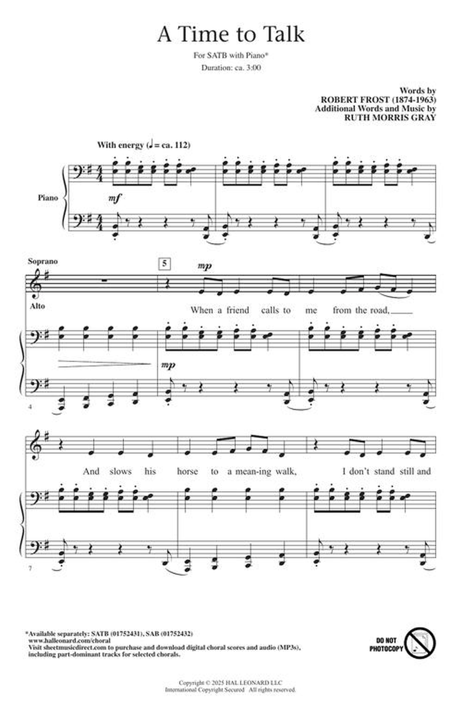 A Time to Talk A Time to Talk 4-Part scores gallery preview page 3