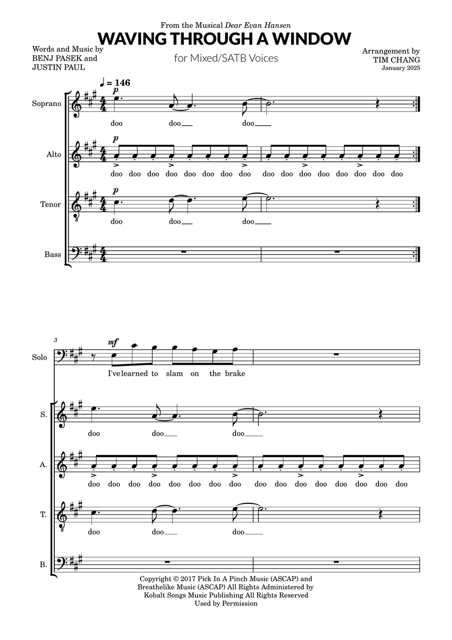Waving Through A Window Waving Through A Window 4-Part scores gallery preview page 1