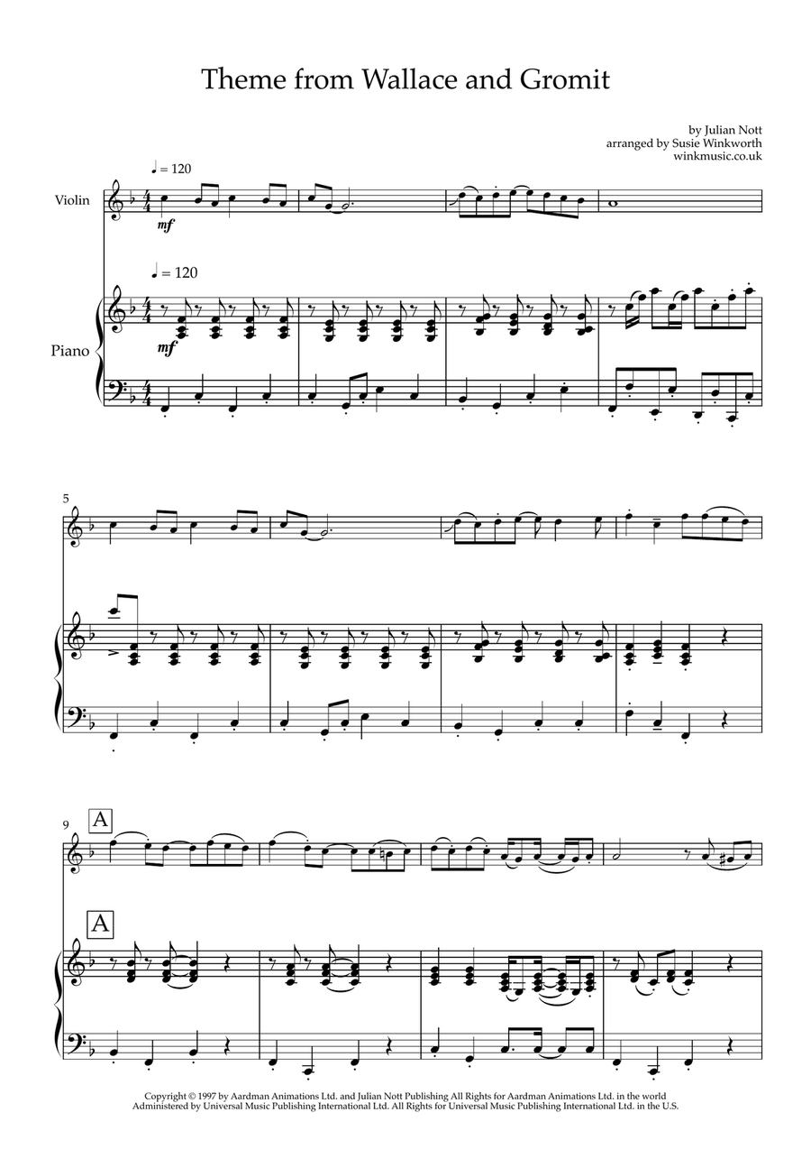 Wallace And Gromit Theme Chamber Music scores gallery preview page 4