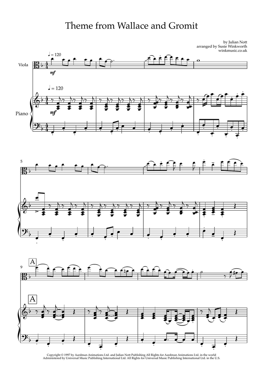 Wallace And Gromit Theme Chamber Music scores gallery preview page 3