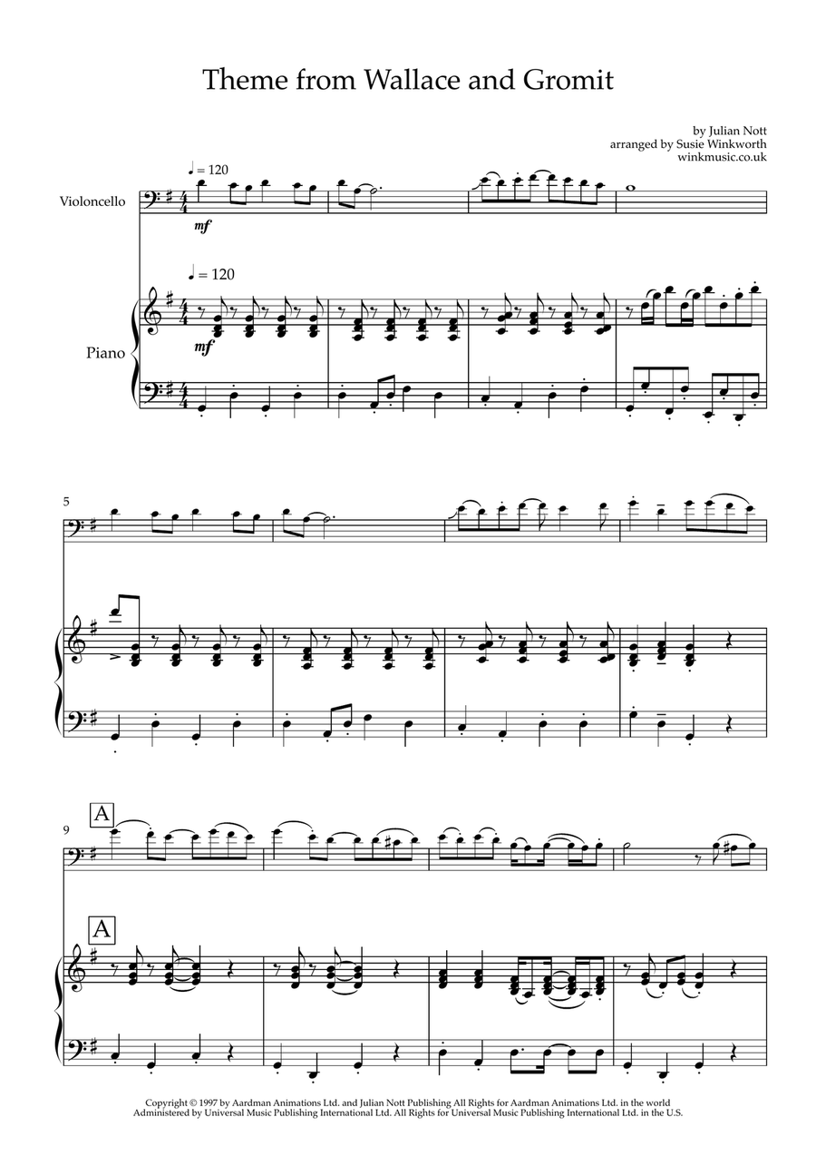 Wallace And Gromit Theme Chamber Music scores gallery preview page 3