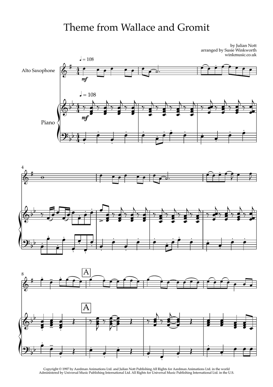 Wallace And Gromit Theme Chamber Music scores gallery preview page 3