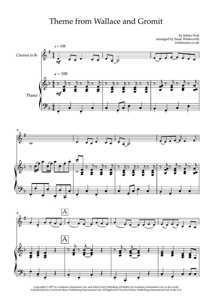 Wallace And Gromit Theme Chamber Music scores gallery preview page 3