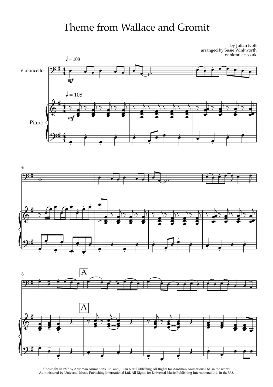 Wallace And Gromit Theme Wallace And Gromit Theme Chamber Music scores gallery preview page 3