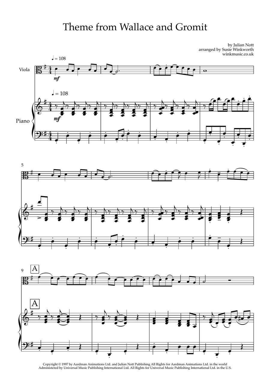 Wallace And Gromit Theme Wallace And Gromit Theme Chamber Music scores gallery preview page 3