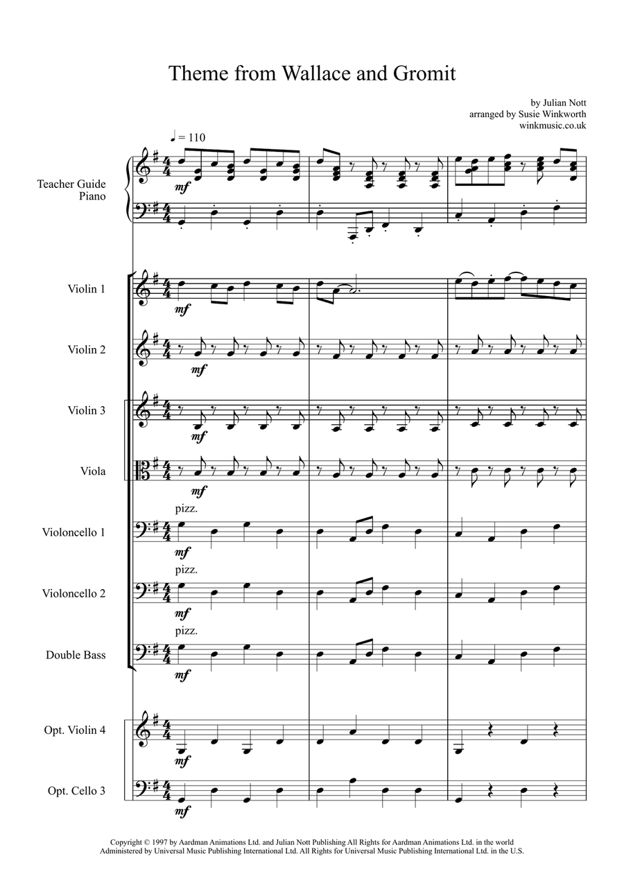 Wallace And Gromit Theme String Orchestra scores gallery preview page 3