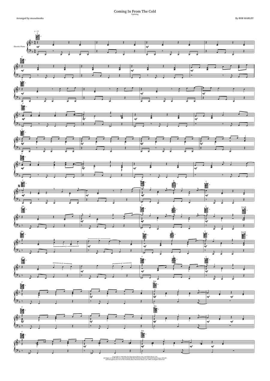 Coming In From The Cold Coming In From The Cold Part scores gallery preview page 1