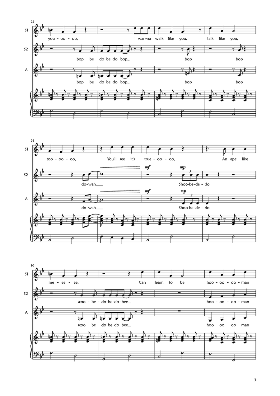 I Wan'na Be Like You (The Monkey Song) SSA scores gallery preview page 3