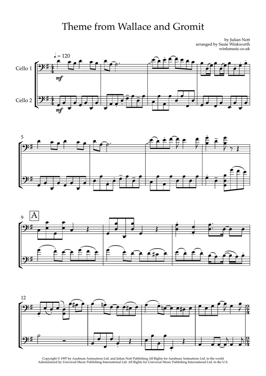 Wallace And Gromit Theme String Duet scores gallery preview page 3