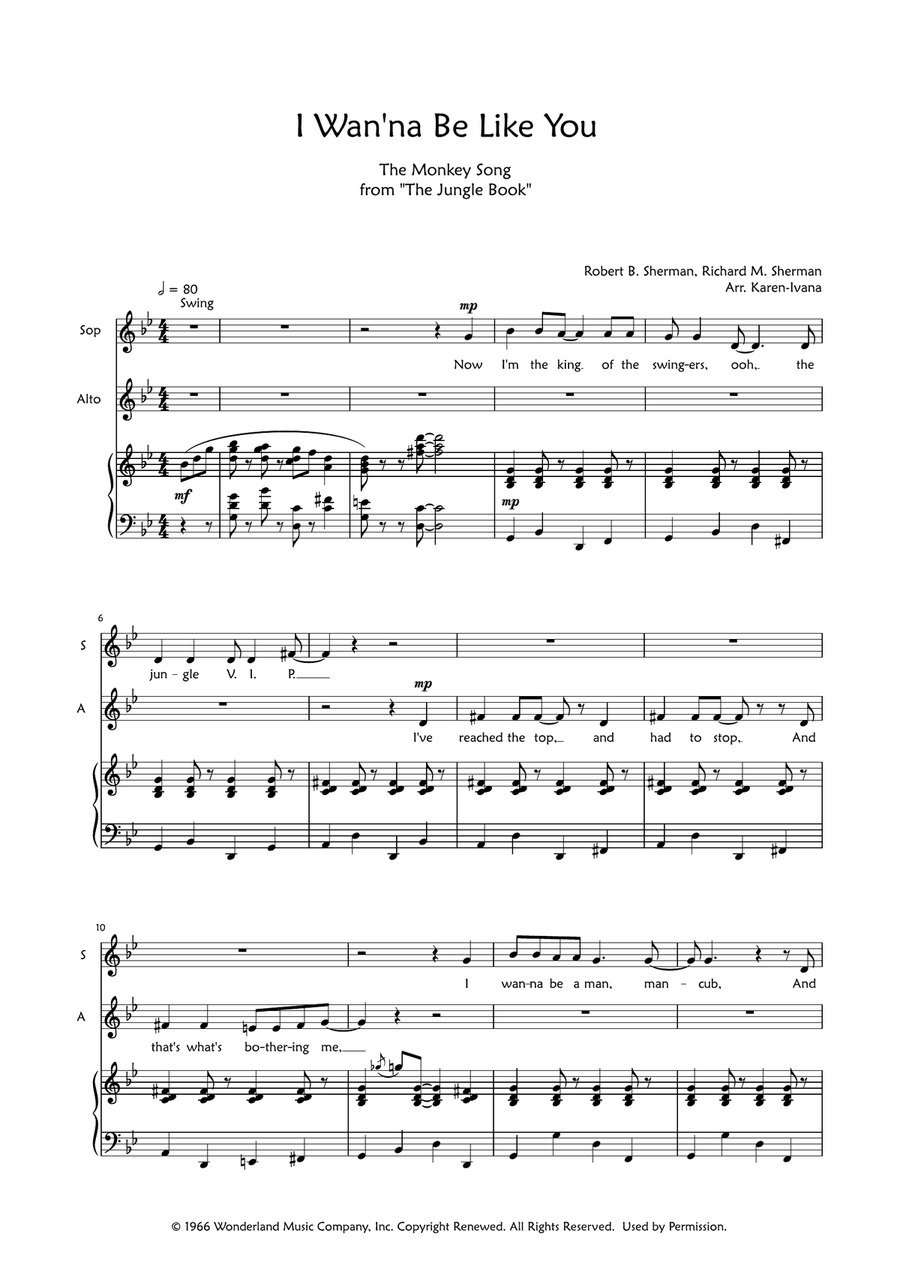 I Wan'na Be Like You (The Monkey Song) SA scores gallery preview page 1