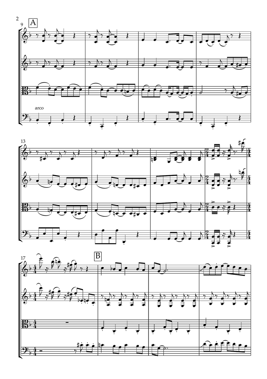 Wallace And Gromit Theme String Quartet scores gallery preview page 5