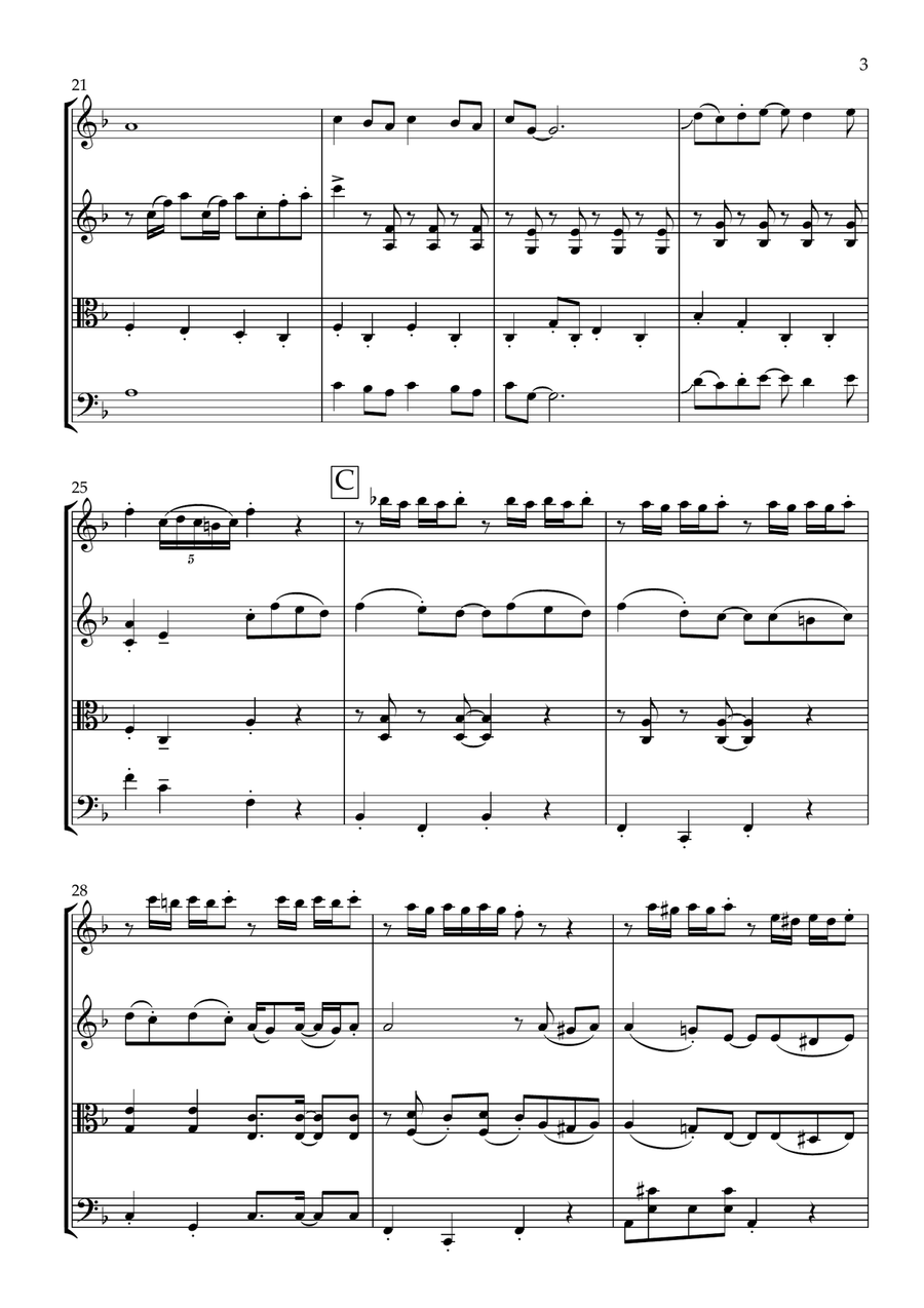 Wallace And Gromit Theme String Quartet scores gallery preview page 6