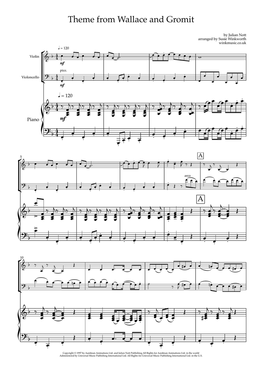 Wallace And Gromit Theme Wallace And Gromit Theme Piano Trio scores gallery preview page 4