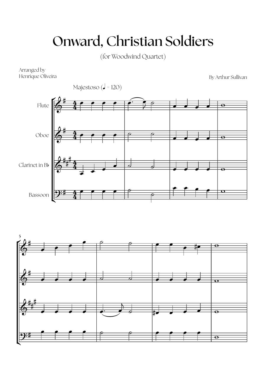Onward, Christian Soldiers (Woodwind Quartet) Woodwind Quartet scores gallery preview page 1