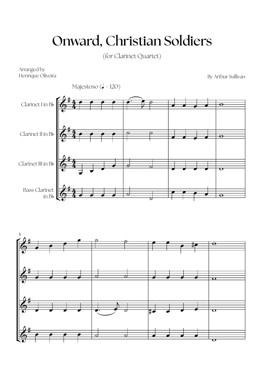 Onward, Christian Soldiers (Clarinet Quartet) Clarinet Quartet scores gallery preview page 1