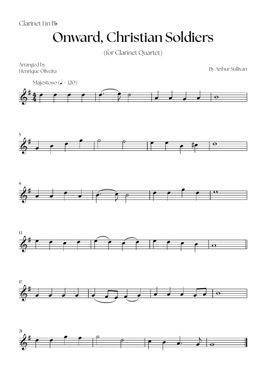 Onward, Christian Soldiers (Clarinet Quartet) Clarinet Quartet scores gallery preview page 4