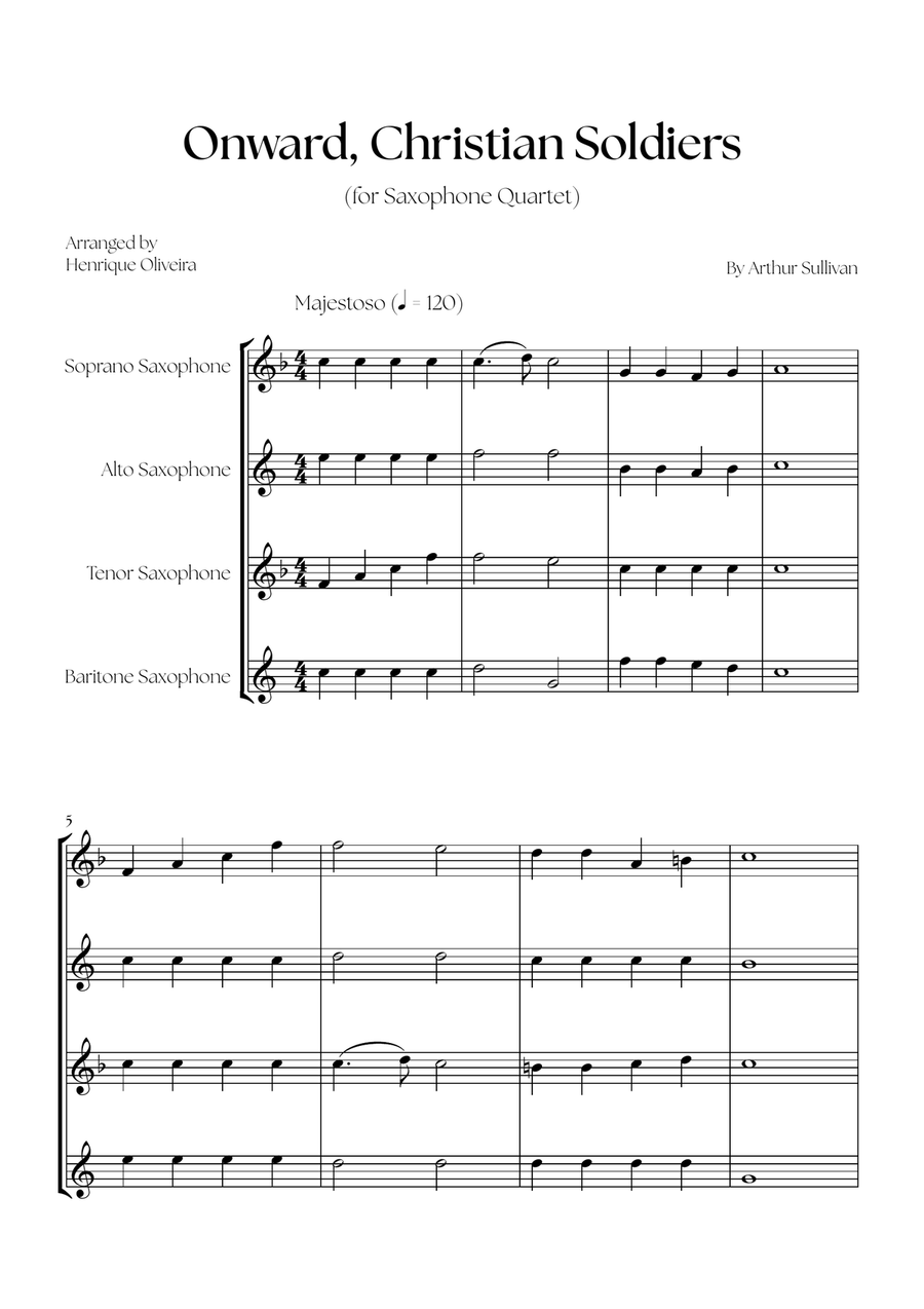 Onward, Christian Soldiers (Saxophone Quartet) Saxophone Quartet scores gallery preview page 1