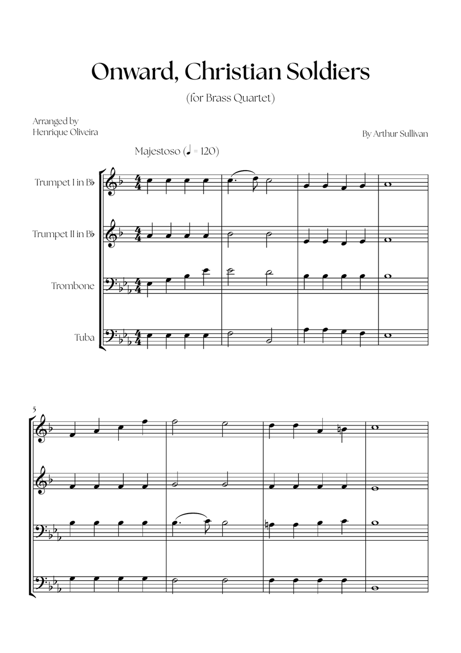 Onward, Christian Soldiers (Brass Quartet) Brass Quartet scores gallery preview page 1