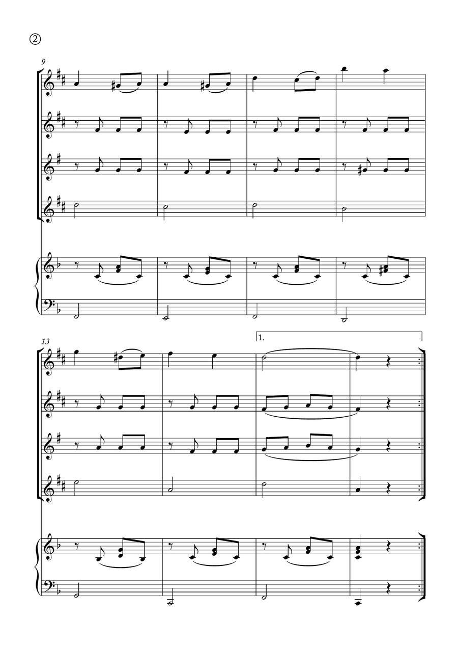 Melody in F Melody in F Saxophone Quartet scores gallery preview page 2