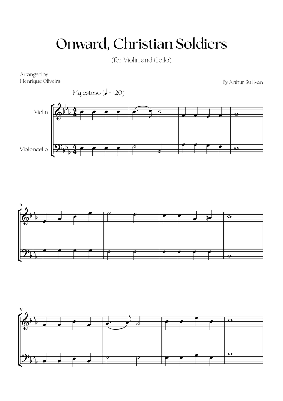 Onward, Christian Soldiers (Violin and Cello) String Duet scores gallery preview page 1