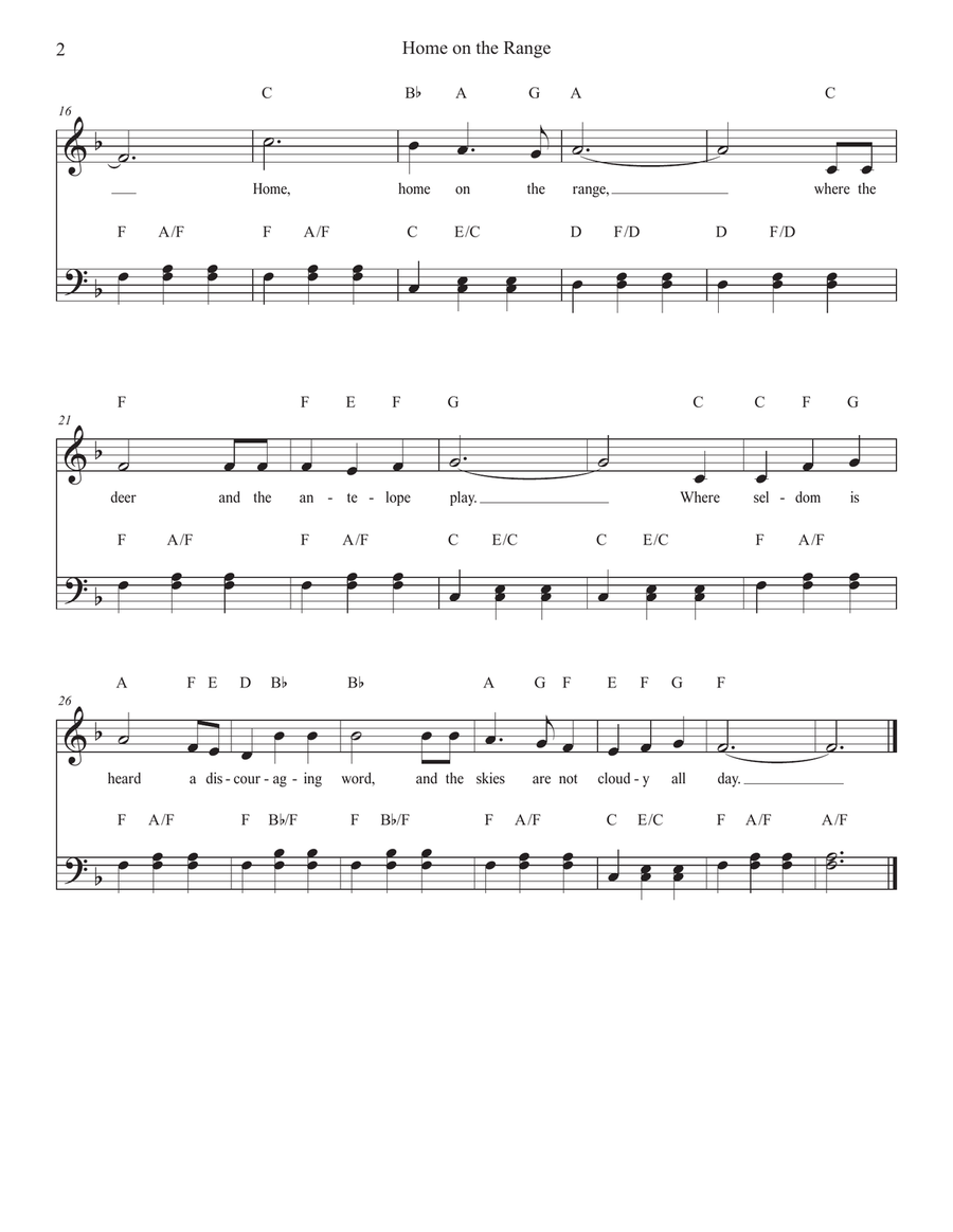 Home On The Range for Piano Easy Piano scores gallery preview page 2