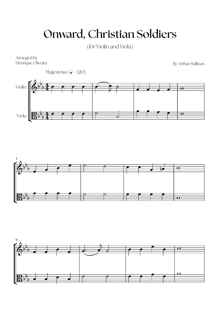 Onward, Christian Soldiers (Violin and Viola) String Duet scores gallery preview page 1